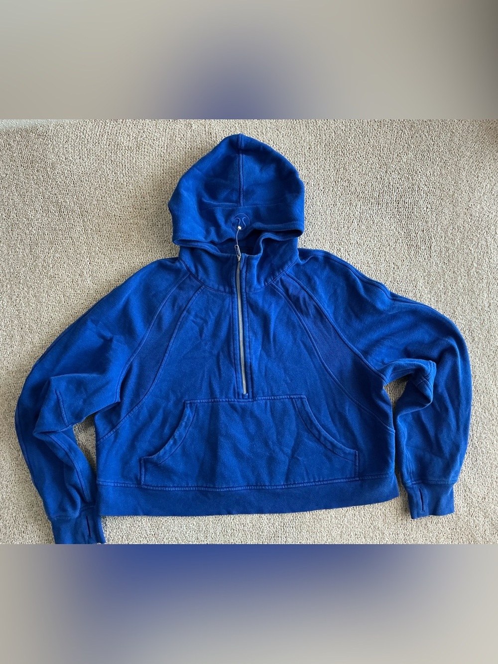 lululemon athletica Men's Royal Blue Half-Zip Hoodie Sweater